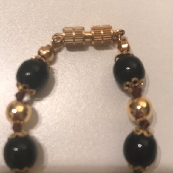 🖤✨ Vintage Black & Goldtone Murano Glass Beaded Necklace | 24” - Picture 6 of 7